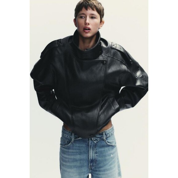 ZARA FAUX LEATHER JACKET - Picture 1 of 11